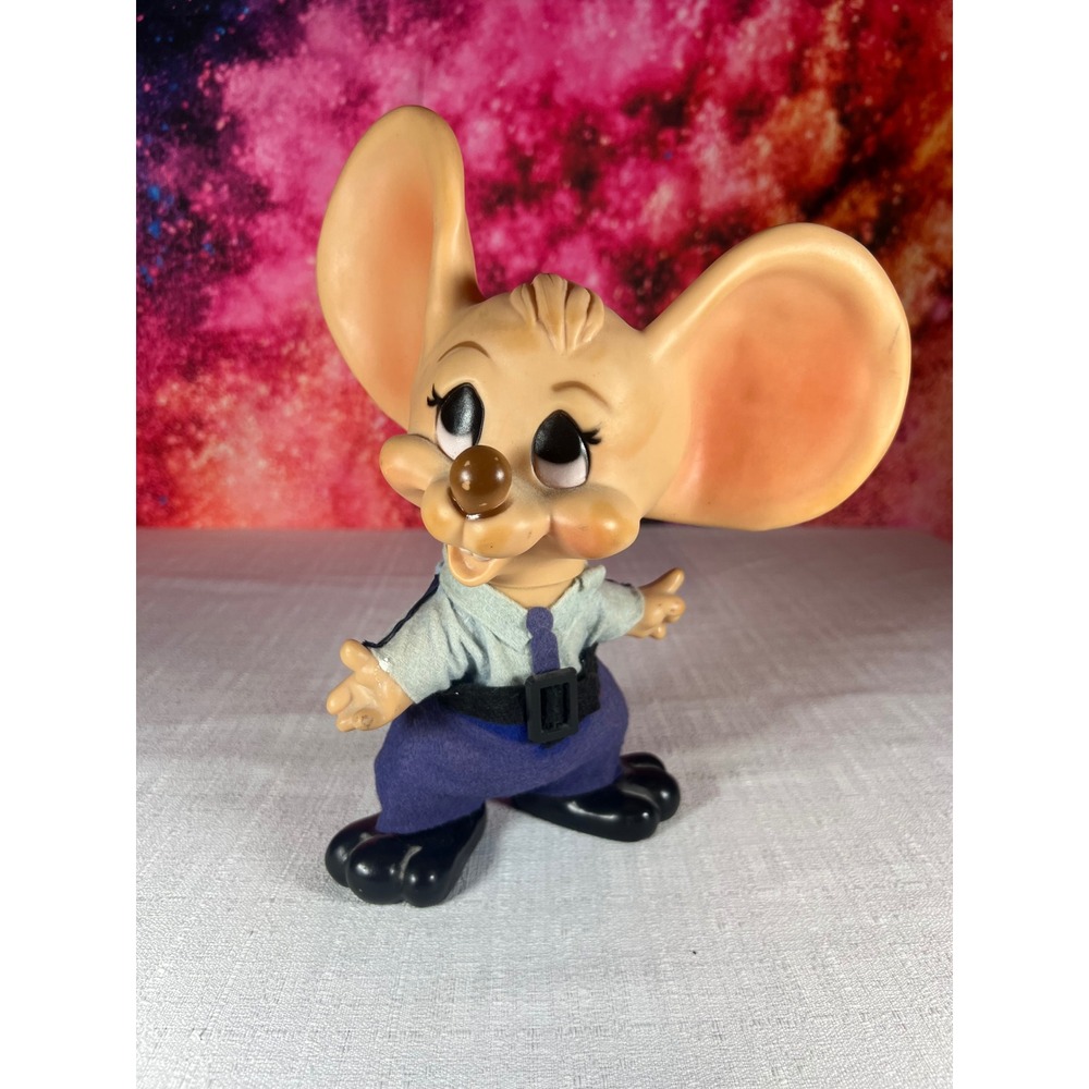 Vintage 1970s Huron Products Big Ear Mouse Police Officer Coin Bank 10" Retro